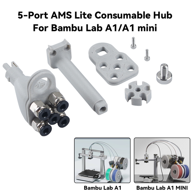 5-Port AMS Lite Consumable Hub for Bambu Lab A1/a1 Mini Multiple Colors Printing 3D Printer Parts 3D Printer Accessories