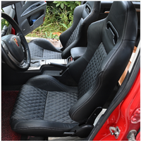 Sièges de voiture de course JBR1035red en daim noir universel et cuir PVC rouge, avec réglage simple et double rail