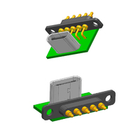 Connecteur Pogo mâle à angle droit personnalisé à 5 broches vers USB-C femelle avec accessoires de produits électroniques PCB écouteur de téléphone intelligent