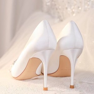 Scarpa da <span class=keywords><strong>Sposa</strong></span> Décolleté di Lusso con Tacco a Spillo Stile Francese Cristallo Bianco Comoda - Product Image 5