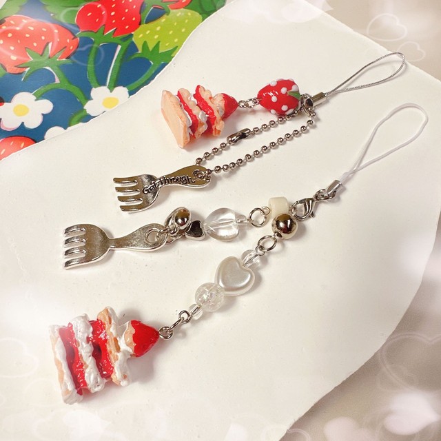Y2K Phone Charm Pendant Keychain for Bag Phone Cake Spoon Charm Rabbit Women Phone Strap Lanyard Chain Keyring Jewelry