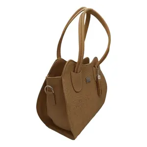 Bolso Fana Cleopatra de piel de vaca color camel, cuero PU, gran capacidad, bolso de mujer con cierre de cremallera y patrón geométrico - Product Image 4