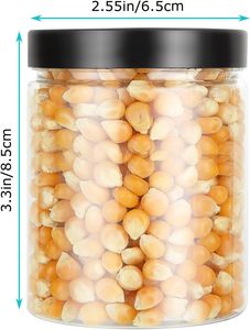 Pots cosmétiques transparents en PET de 80 ml, 120 ml, 140 ml, 150 ml, 180 ml, 200 ml, 250 ml, 300 ml, contenants en plastique pour gommage corporel avec couvercles noirs - Product Image 2