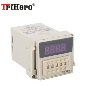 DH48S DC24V 12V Interruptor de temporizador de dígitos 48x48 MM 8 segmentos 4 Relé de retardo de temporizador digital