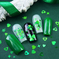 Paillettes pour ongles en forme de cœur vert laser, trèfle à quatre feuilles, série de paillettes pour la Saint-Patrick