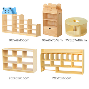 Armadio Portaoggetti in Legno <span class=keywords><strong>Montessori</strong></span> per Asilo, Mobili per Scuola Materna, Scaffale Portaoggetti a Tre Ripiani, Organizzatore per Giocattoli, Armadietti Prescolari - Product Image 4
