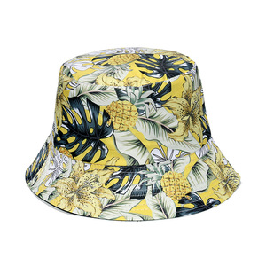 Summer All Over Print Foldable Sun Beach Cap Adult Polyester <strong>Fisherman</strong> Double Sided Reversible Hemp Bucket Hat - Product Image 5