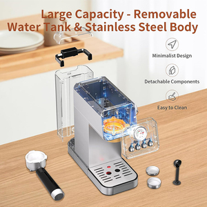 Cafetera Espresso Eléctrica Semiautomática de 20 Bares, Acero Inoxidable, con Espumador de Leche, para Uso Doméstico y Hotelero - Product Image 2