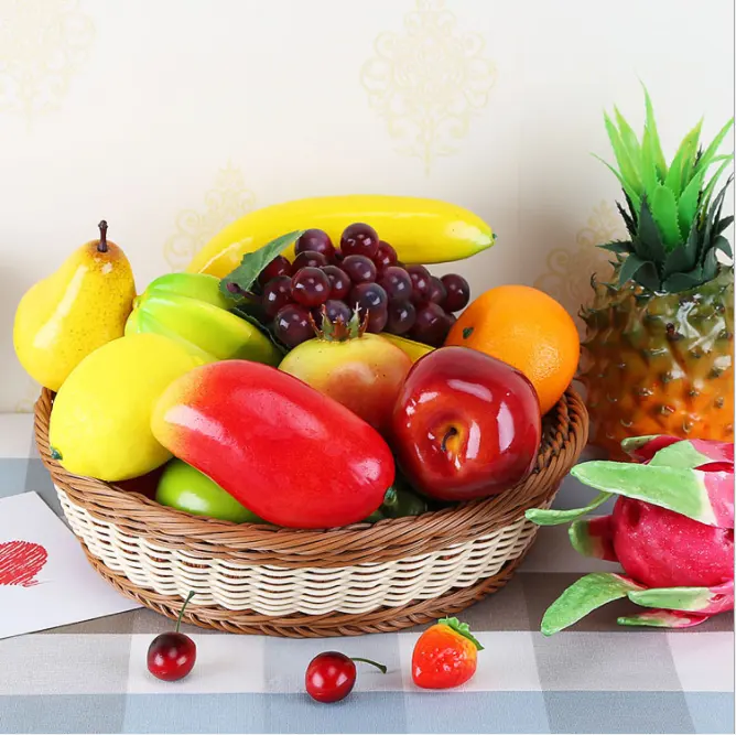 D-050669 Artificial Lifelike Apple Brin Banana Grape Lemon Pear Fake Fruit Toy Home Christmas Party Decoration