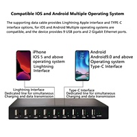 Conmutador de Red USB de 9 Puertos, Compatible con Acceso a Internet por Cable Móvil, Carga, Juegos, Transmisión de Video, Interfaz Lightning Tipo-C