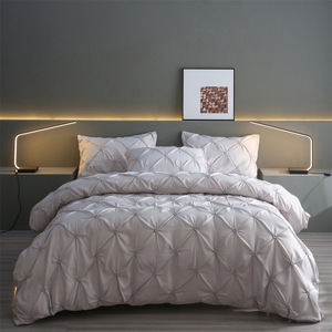 Nouvelle arrivée 3 pièces ensemble <span class=keywords><strong>de</strong></span> housse <span class=keywords><strong>de</strong></span> couette blanc solide avec imprimé tirant fleur artisanat couleur unie literie - Product Image 4