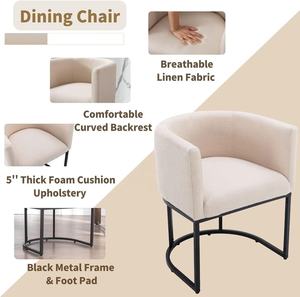 Sillas de Comedor Modernas con Forma de Bola, Sillas con Brazos, Espuma Contemporánea para Comedor y Sala de Estar, 18.5 Pulgadas de Ancho, Estructura de Acero Inoxidable Negro - Product Image 6