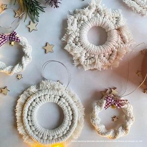 Handmade Round <b>Christmas</b> Wreath Garland Snowflake Hanging Ornaments for Wedding Party Holiday <b>Decorations</b> - Product Image 3