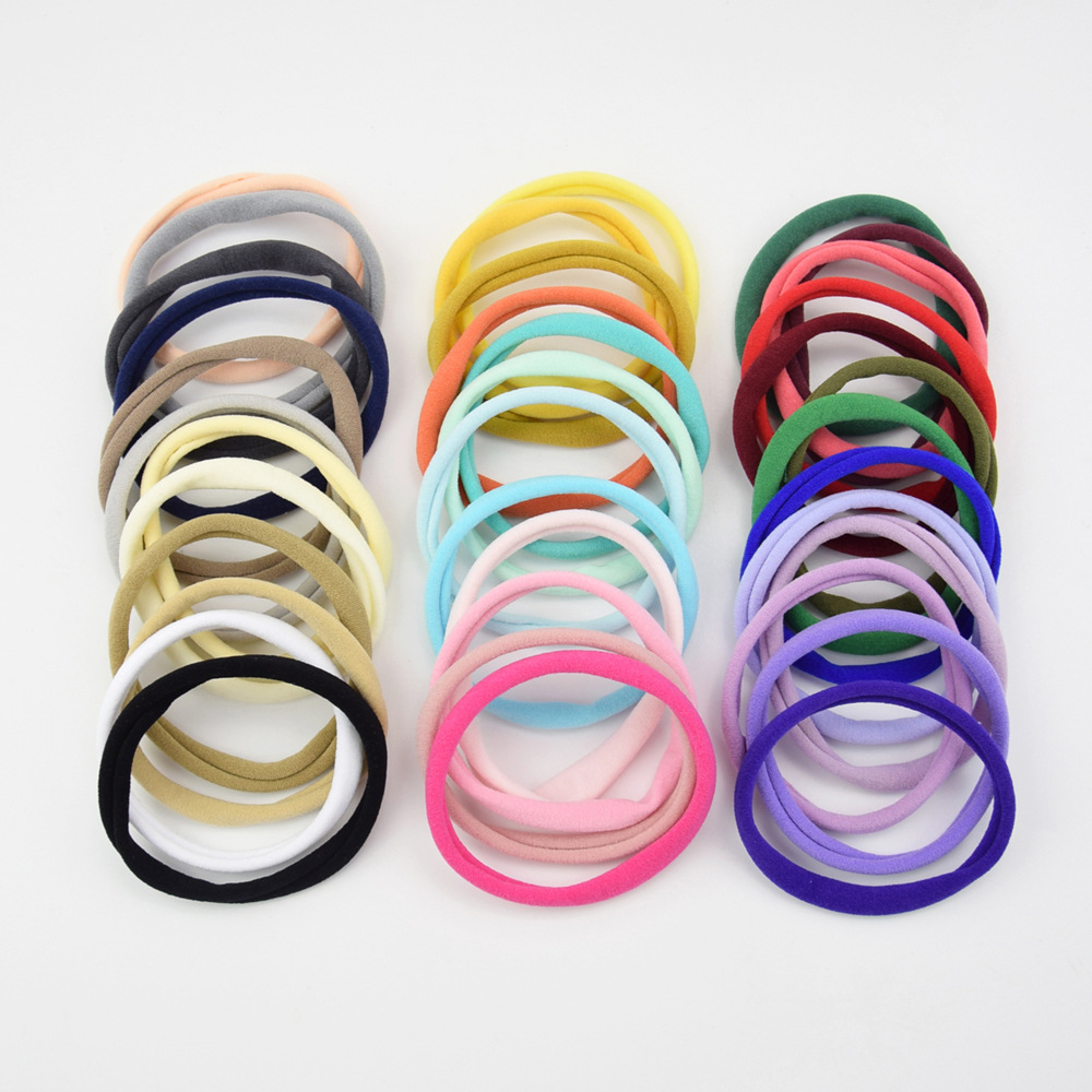 Elastic Bands For Hair 37 Colors Soft Stretch Hair Ties Baby Nylon Headbands DIY Colorful Stretchy Hair Band Skinny Elastic Hairband DIY For Toddler