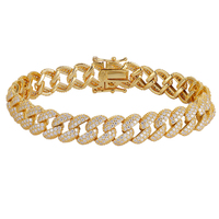 Bracelet cubain en argent sterling S925 entièrement pavé de moissanite, style hip-hop urbain, accessoires de luxe assortis pour couple