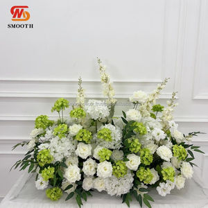 พรมปูทางเดินงานแต่งงานสีเขียวขาวลายกุหลาบผสมผสาน ทำจากผ้าไหมเทียม ขนาด 1.8-2.4 เมตร ขายดี - Product Image 2