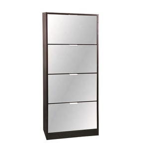 Fast Delivery Fashion Design Super Quality 4 <b>Tier</b> Wood Modern <b>Shoe</b> Cabinet with Mirror - Product Image 1