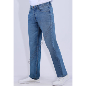 Jeans décontractés pour hommes, taille mi-haute, en denim doux uni, lavage moyen, coupe boutonnée, vente en gros OEM, faible MOQ, design personnalisé, automne, hiver, été - Product Image 6