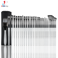 Fabricants professionnels de fournitures artistiques, ensemble de 30 pinceaux en nylon pour artistes, pour peinture acrylique, aquarelle et huile