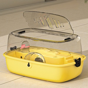<span class=keywords><strong>Cage</strong></span> en plastique transparent pour hamster et gerbille avec verrouillage sécurisé, roue d'exercice, station d'alimentation et conception de nettoyage facile