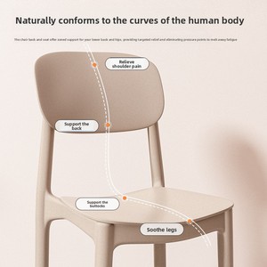 Silla sin marco de resina engrosada para uso doméstico, silla de comedor de ocio, taburete comercial apilable simple con respaldo, moderno y minimalista - Product Image 4