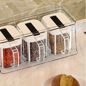Organisateur de réfrigérateur pour aliments avec couvercle, étagère à épices coulissante pour armoire murale - Product Image 4