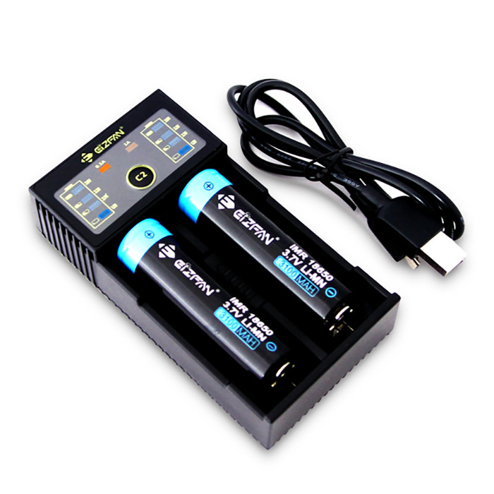 Wholesales Eizfan C2 USB universal 18650 battery charger for E-cigarettes 1.2V 3.6V 3.7V 3.8V rechargeable battery