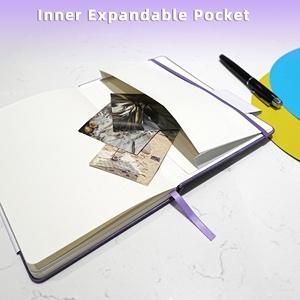 A5 Leather Journal with Grooved Embossed Cover and Elastic Band Closure Customizable Lined Writing Pages <strong>Notebook</strong> - Product Image 3