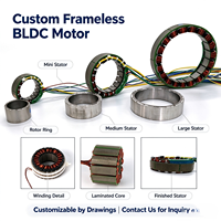 Motor DC Brushless BLDC Tanpa Bingkai, Kecepatan dan Torsi Kustom, DC12V 24V 36V 48V 72V, 20-200mm, untuk Robot Humanoid & Lengan Robot