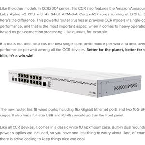MikroTik CCR2004-16G-2S+ เราเตอร์อัจฉริยะไร้สาย 16 พอร์ต Gigabit 2 พอร์ต Gigabit Optical รองรับ Wi-Fi 802.11ac QoS WPS FTTH - Product Image 3