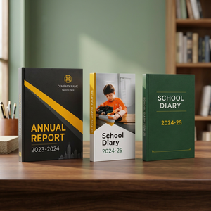 Custom Printed Kraft Paper School Diary Annual Report Folders Four-Color Printing Laminated Finish Rectangle Shape Paperboard - Product Image 4