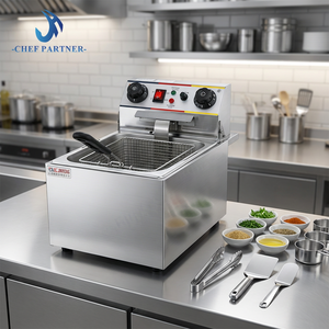 Friteuse professionnelle double cuve Ruihong Electric en acier inoxydable 304 avec minuterie, certifiée CE RoHS FCC, pour comptoir de restauration - Promotion - Product Image 3