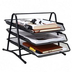 Metal Mesh Office 3 Tier Document <b>Tray</b> <b>File</b> Organizer Letter <b>Tray</b> Holder - Product Image 1