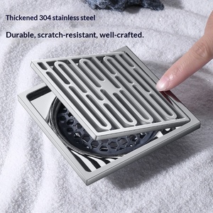 Custom American Style Square Thickened Stainless Steel 304 Electroplated Floor Drain Running Water Deodorant - Product Image 2