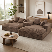 Canapé modulaire en velours côtelé personnalisé, mousse haute densité compressible, canapé de salon