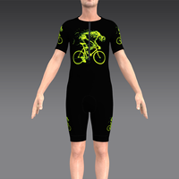 HIRBGOD Herren Premium Kurzarm Tri Anzug Einteiliger Speed Anzug Soul Rider Print Aero Fit Triathlon Set Mit 3D Cycling Pad
