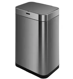 15 Gallon Wholesale automatic electronic big square steel sensor bin Kitchen waste bin sensor Office sensor rubbish bin