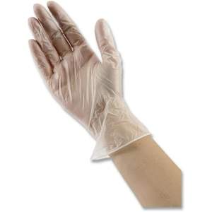 Gants de sécurité jetables Boardwalk BWK365XLBX, extra grands, transparents (100 pièces/boîte), gants en vinyle sans latex à usage général - Product Image 1