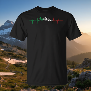 T-shirt unisexe à manches courtes et col rond, impression sérigraphique, motif 'Heartbeat' italien, pour alpinisme et escalade, sport et jeux, adulte - Product Image 3