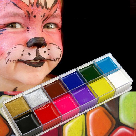 12 Farben Körper bemalung Gesicht spielen Clown Make-up Farbe Körper gemalt Make-up Flash Tattoo Make-up