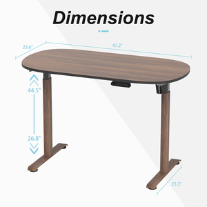 Oval Leg Electric Height Adjustable Desk,48x24 Inch One-Piece Oval Desktop, Standing Desk for Home Office, Walnut - Product Image 2