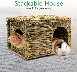 Casa de Paja Tejida a Mano, Plegable, para Animales Pequeños como Conejos, Cobayas, Chinchillas y Hurones, en Oferta - Product Image 3