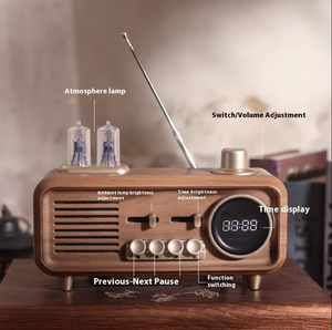 Vofull Rétro Réveil en Bois <span class=keywords><strong>Radio</strong></span> Haut-Parleur Rechargeable 1500mhA Batterie AS32 TWS <span class=keywords><strong>Radio</strong></span> Portable TF Meilleur <span class=keywords><strong>Radio</strong></span> Rétro Vintage - Product Image 1