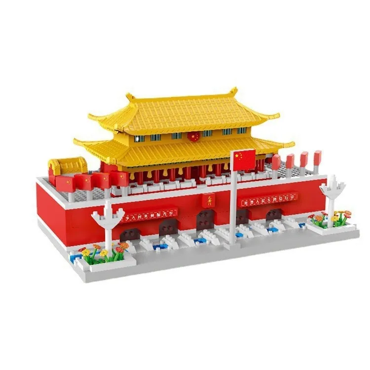 LEGOS 중국식 빌딩 블록 천안문 광장 모델 디스플레이 소형 입자 어린이 퍼즐 조립 장난감과 호환