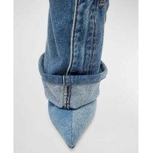 Bottines en jean pour femme à talons hauts, design personnalisé, coupe pantalon, sexy - Product Image 2