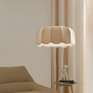 JYLIGHTING <span class=keywords><strong>Lampadario</strong></span> Moderno in Stile Japandi Wabi Sabi, Luce Pendente in Tessuto di Lino con Bordo Ondulato, <span class=keywords><strong>Beige</strong></span> Naturale, Luce Calda per Sala da Pranzo - Product Image 2