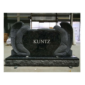 Monumento Funerario de Granito Chino Union STONE Blue Pearl con Alas Alrededor del Corazón, Lápida con Ángel y Doble Corazón - Product Image 3
