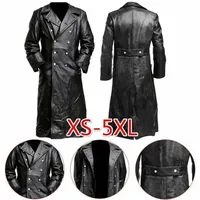 Manteau long en cuir PU noir de style allemand pour homme, uniforme classique
