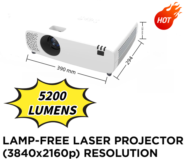 4K Laser Projector with 5,200 Lumens, 1.2X Optical Zoom, H/V Keystone, 5,000,000:1 Contrast,for Commercial Venues