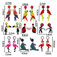 Nouvelles boucles d'oreilles pendantes bohèmes colorées d'été, oiseaux volants, pic-bois, flamants roses, moineau, perroquet, hirondelle, boucles d'oreilles en résine acrylique